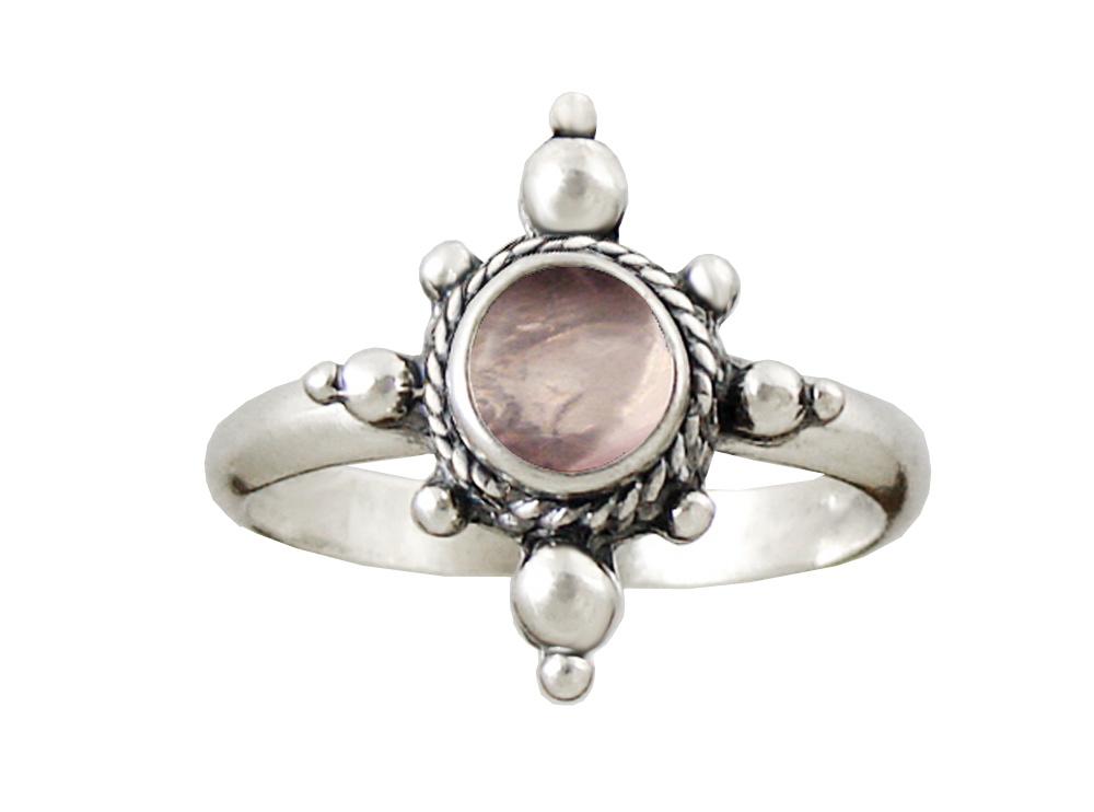 Sterling Silver Gemstone Ring With Rose Quartz Size 10
